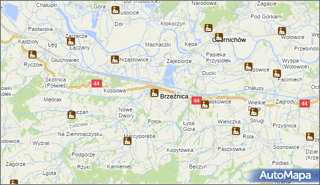 mapa Brzeźnica powiat wadowicki, Brzeźnica powiat wadowicki na mapie Targeo