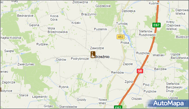 mapa Brzeźnio, Brzeźnio na mapie Targeo