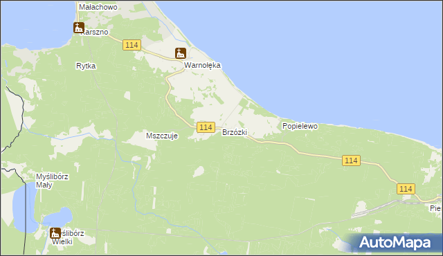 mapa Brzózki gmina Nowe Warpno, Brzózki gmina Nowe Warpno na mapie Targeo