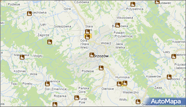 mapa Brzozów, Brzozów na mapie Targeo