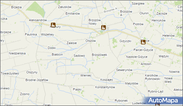 mapa Brzozówek, Brzozówek na mapie Targeo
