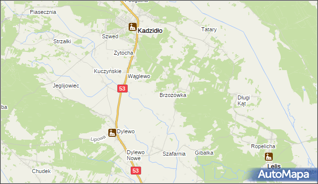 mapa Brzozówka gmina Kadzidło, Brzozówka gmina Kadzidło na mapie Targeo