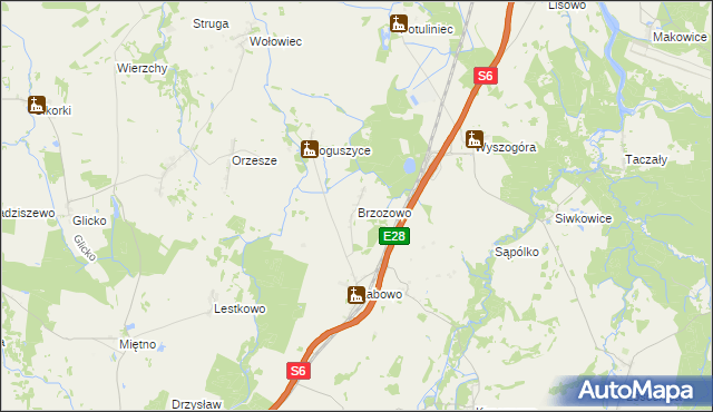 mapa Brzozowo gmina Nowogard, Brzozowo gmina Nowogard na mapie Targeo