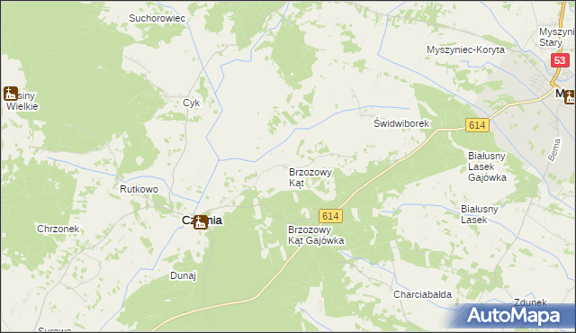 mapa Brzozowy Kąt gmina Czarnia, Brzozowy Kąt gmina Czarnia na mapie Targeo