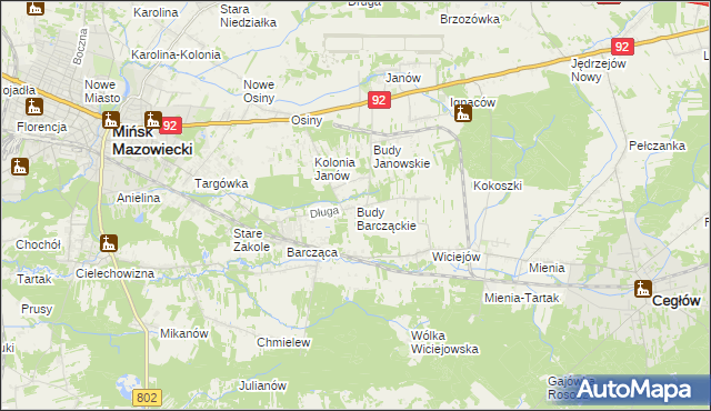 mapa Budy Barcząckie, Budy Barcząckie na mapie Targeo