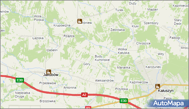 mapa Budy Kumińskie, Budy Kumińskie na mapie Targeo