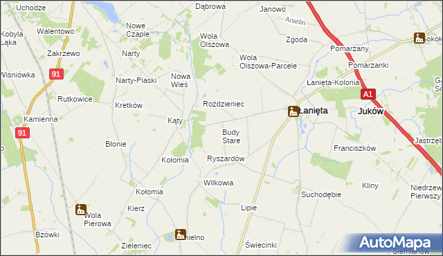mapa Budy Stare gmina Łanięta, Budy Stare gmina Łanięta na mapie Targeo