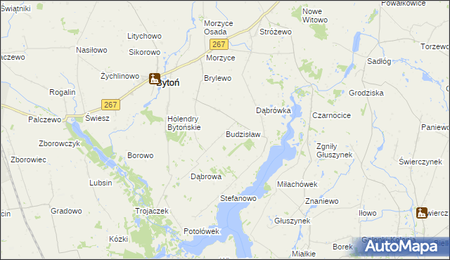 mapa Budzisław gmina Bytoń, Budzisław gmina Bytoń na mapie Targeo