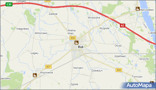 mapa Buk powiat poznański, Buk powiat poznański na mapie Targeo