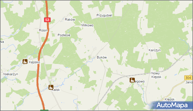 mapa Buków gmina Sulechów, Buków gmina Sulechów na mapie Targeo