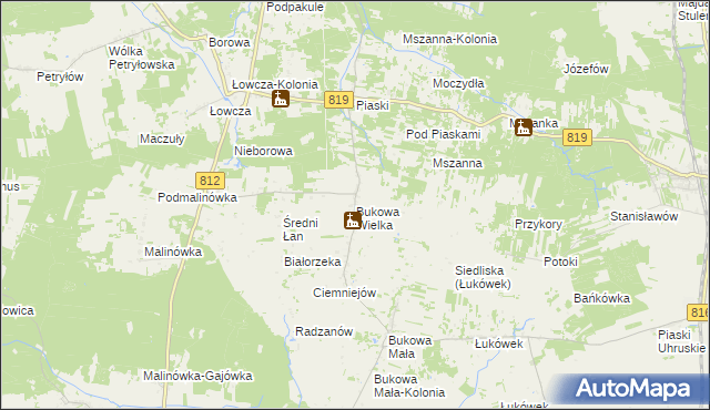 mapa Bukowa Wielka, Bukowa Wielka na mapie Targeo