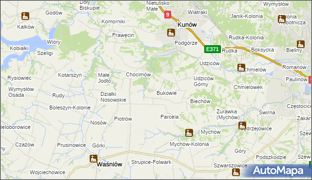 mapa Bukowie gmina Kunów, Bukowie gmina Kunów na mapie Targeo