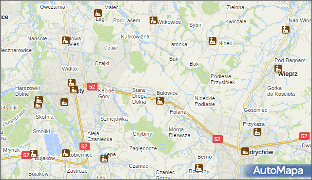 mapa Bulowice, Bulowice na mapie Targeo