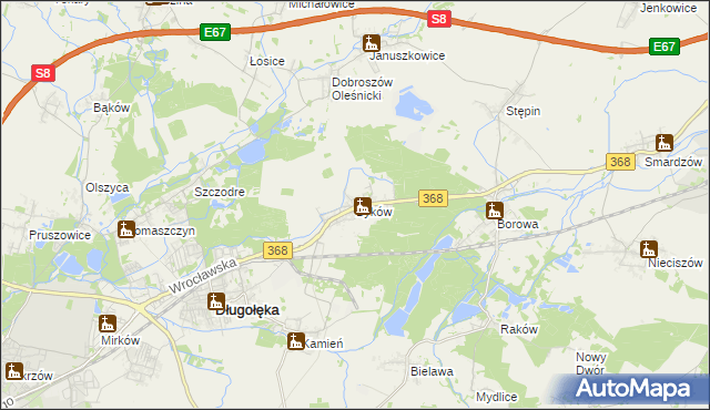 mapa Byków, Byków na mapie Targeo