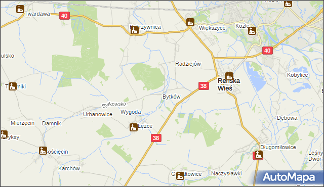 mapa Bytków gmina Reńska Wieś, Bytków gmina Reńska Wieś na mapie Targeo