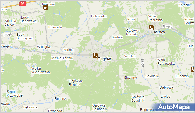 mapa Cegłów powiat miński, Cegłów powiat miński na mapie Targeo