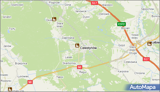 mapa Celestynów powiat otwocki, Celestynów powiat otwocki na mapie Targeo