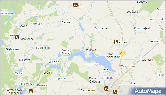mapa Chałupska gmina Mogilno, Chałupska gmina Mogilno na mapie Targeo