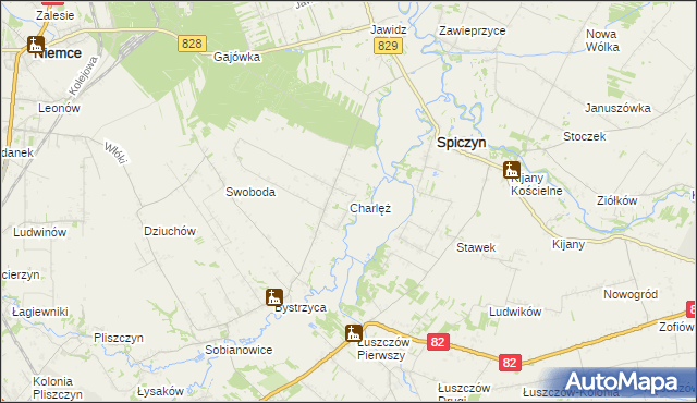 mapa Charlęż, Charlęż na mapie Targeo