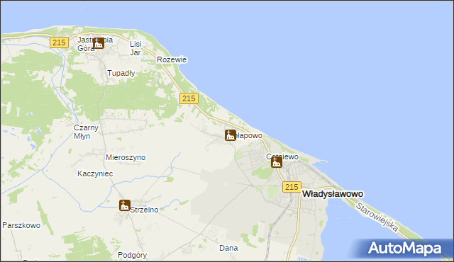 mapa Chłapowo gmina Władysławowo, Chłapowo gmina Władysławowo na mapie Targeo