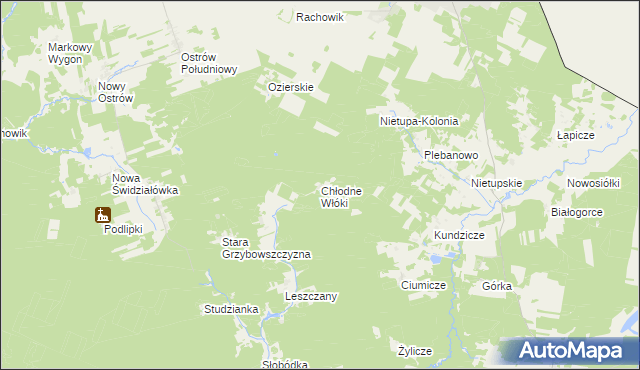 mapa Chłodne Włóki, Chłodne Włóki na mapie Targeo