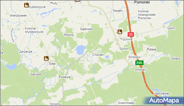 mapa Chocień, Chocień na mapie Targeo