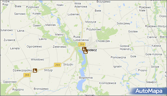 mapa Chodecz powiat włocławski, Chodecz powiat włocławski na mapie Targeo