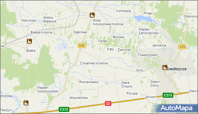 mapa Chojeniec, Chojeniec na mapie Targeo