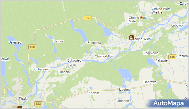 mapa Chojno-Młyn, Chojno-Młyn na mapie Targeo