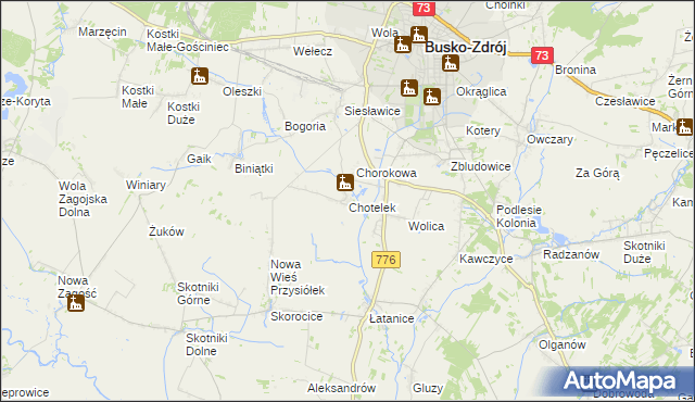 mapa Chotelek, Chotelek na mapie Targeo