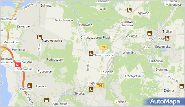 mapa Chruszczobród, Chruszczobród na mapie Targeo
