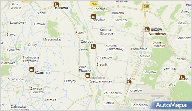 mapa Chrząstów gmina Mielec, Chrząstów gmina Mielec na mapie Targeo