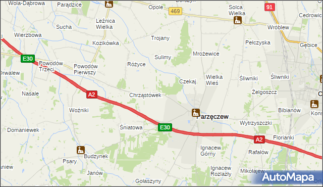 mapa Chrząstów Wielki, Chrząstów Wielki na mapie Targeo