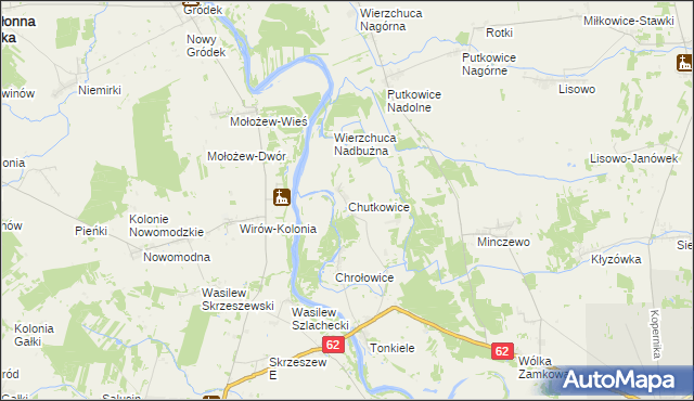 mapa Chutkowice, Chutkowice na mapie Targeo