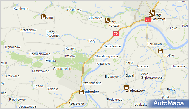 mapa Chwalibogowice, Chwalibogowice na mapie Targeo