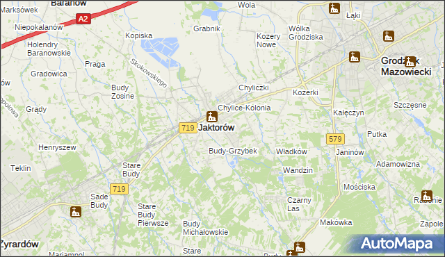 mapa Chylice gmina Jaktorów, Chylice gmina Jaktorów na mapie Targeo