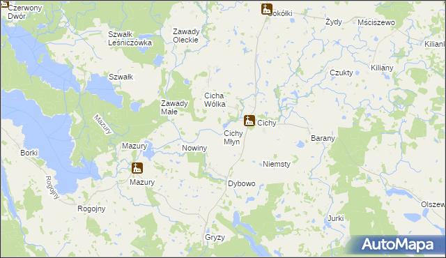 mapa Cichy Młyn, Cichy Młyn na mapie Targeo