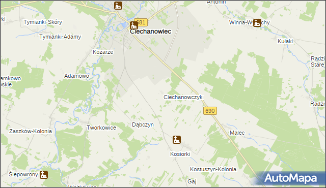 mapa Ciechanowczyk, Ciechanowczyk na mapie Targeo
