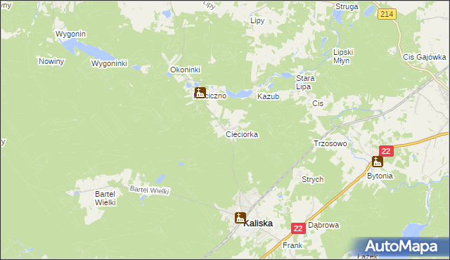 mapa Cieciorka, Cieciorka na mapie Targeo