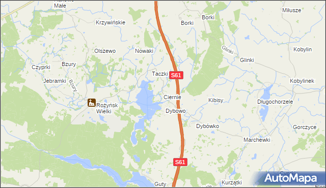 mapa Ciernie gmina Prostki, Ciernie gmina Prostki na mapie Targeo