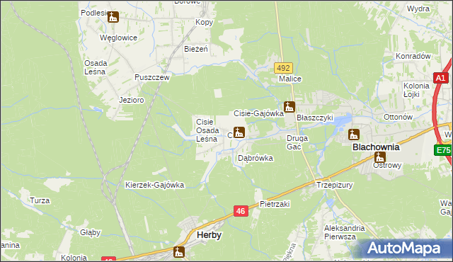 mapa Cisie gmina Blachownia, Cisie gmina Blachownia na mapie Targeo