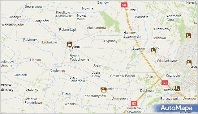 mapa Ćmiszew Rybnowski, Ćmiszew Rybnowski na mapie Targeo