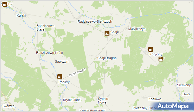 mapa Czaje-Bagno, Czaje-Bagno na mapie Targeo