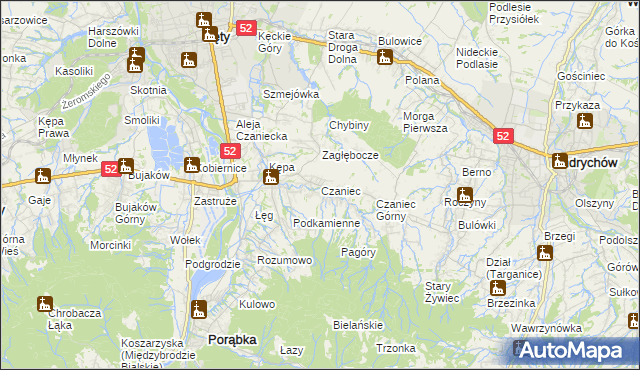 mapa Czaniec, Czaniec na mapie Targeo