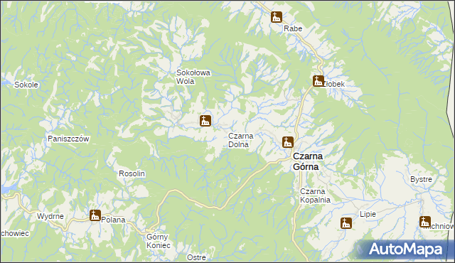 mapa Czarna Dolna, Czarna Dolna na mapie Targeo