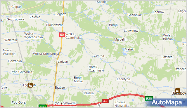 mapa Czarna gmina Stanisławów, Czarna gmina Stanisławów na mapie Targeo