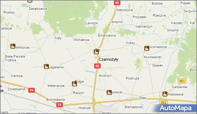 mapa Czarnożyły, Czarnożyły na mapie Targeo