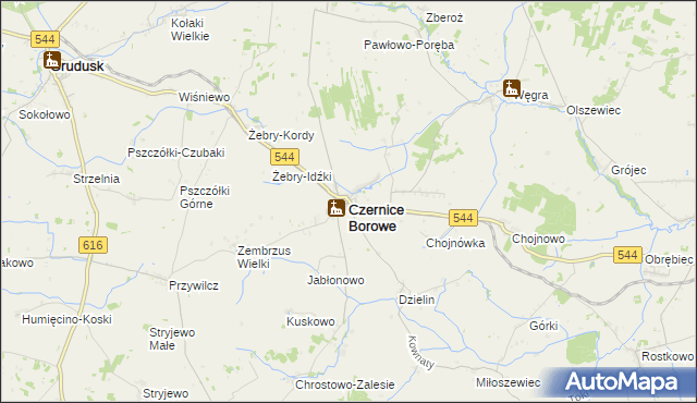 mapa Czernice Borowe, Czernice Borowe na mapie Targeo