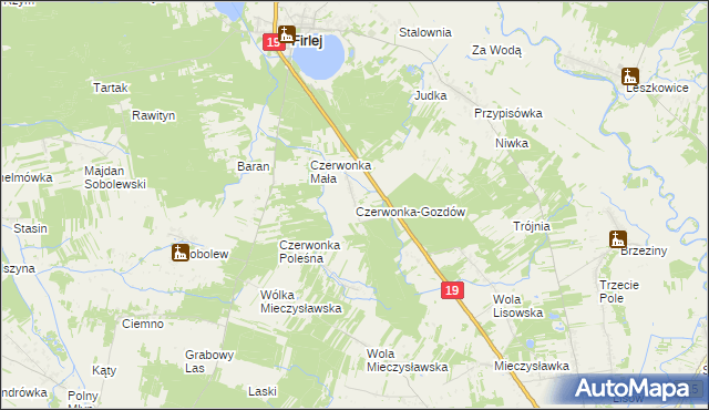 mapa Czerwonka-Gozdów, Czerwonka-Gozdów na mapie Targeo