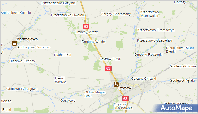 mapa Czyżew-Sutki, Czyżew-Sutki na mapie Targeo